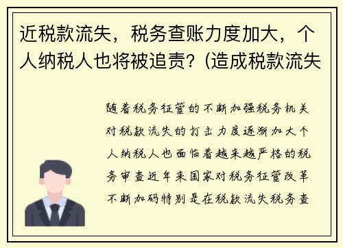 近税款流失，税务查账力度加大，个人纳税人也将被追责？(造成税款流失的处罚)